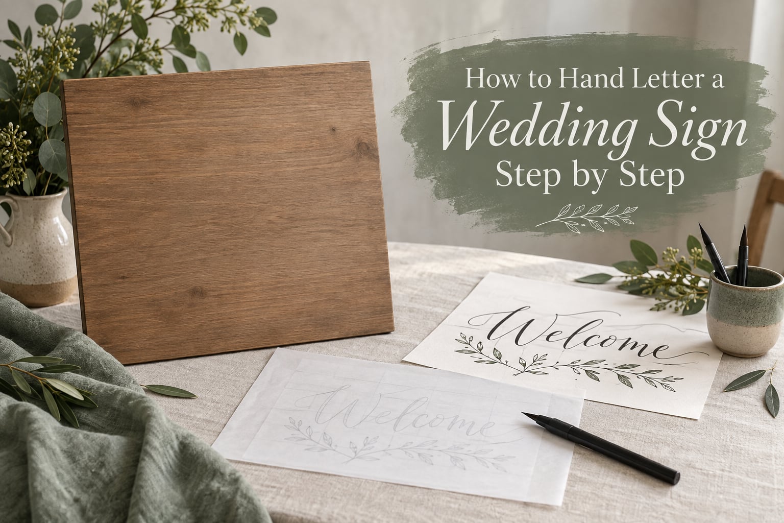 How to Hand Letter a Wedding Sign Step by Step