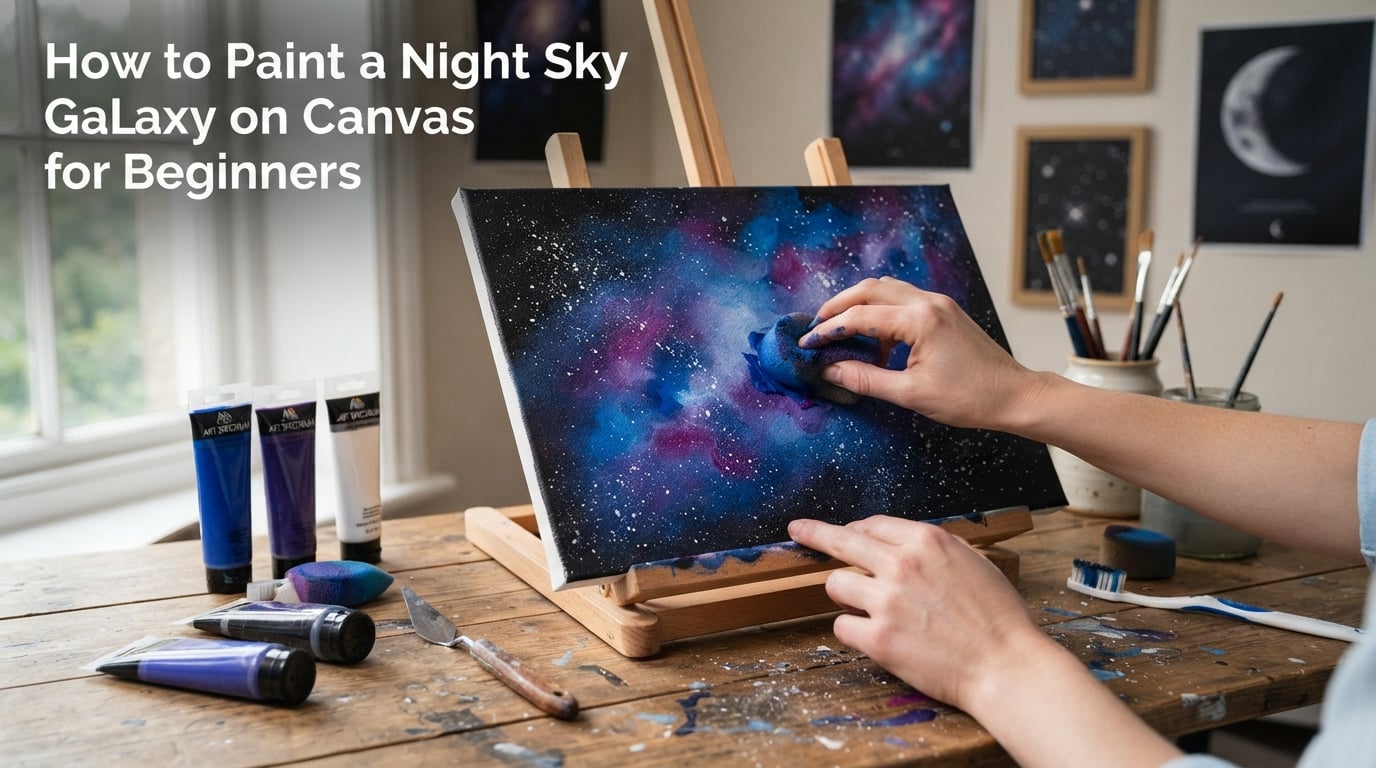 How to Paint a Night Sky Galaxy on Canvas for Beginners